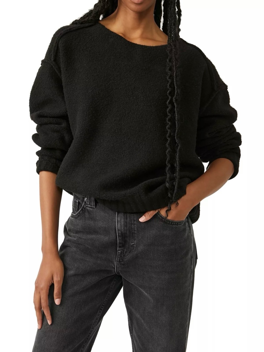 Free People Cozy Black Women's Pullover Sweater